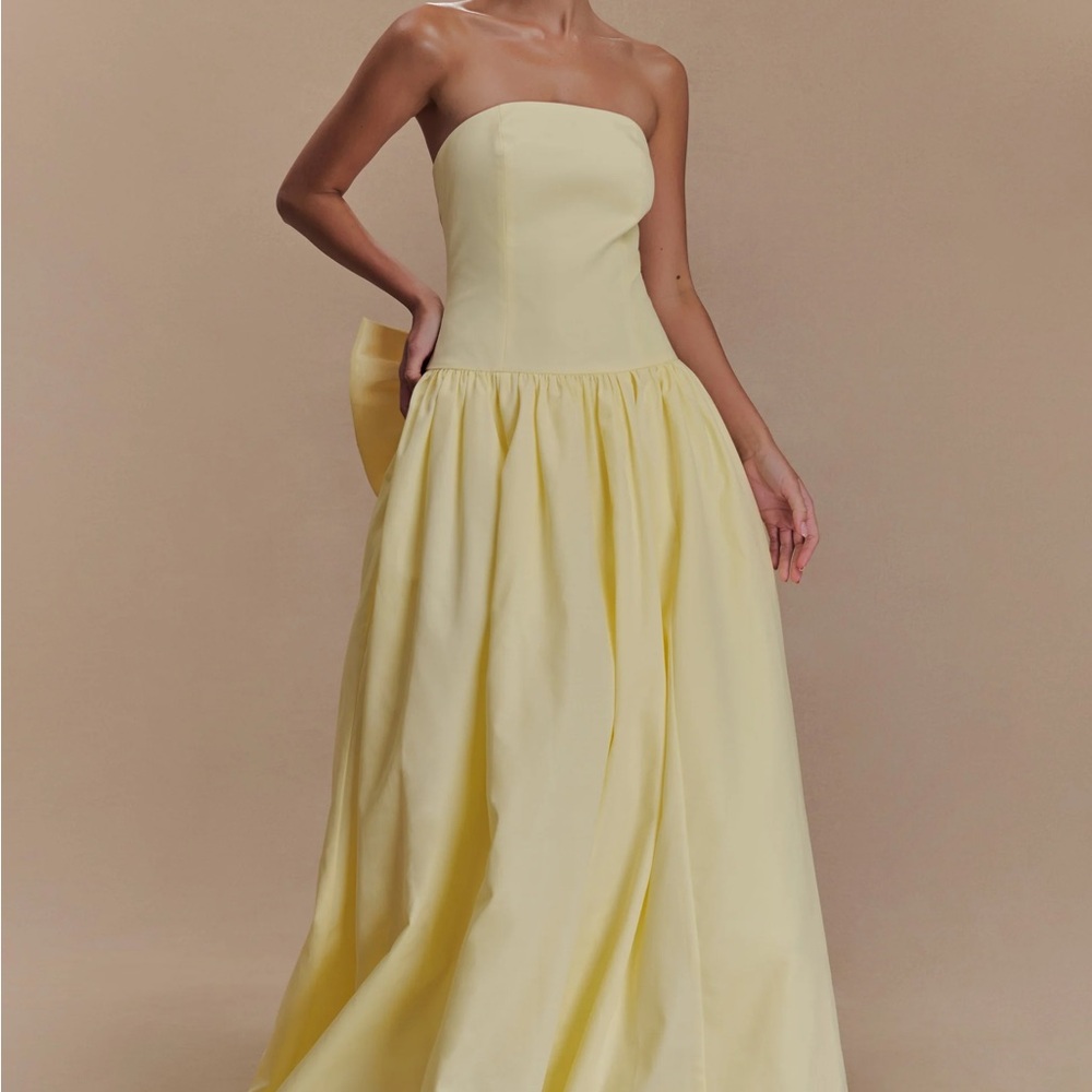 Meshki Strapless Yellow Gown